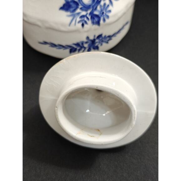 Vintage J & G Meakin Dresden Blue Covered Sugar Bowl w/ Lid Made in England - Picture 10 of 11